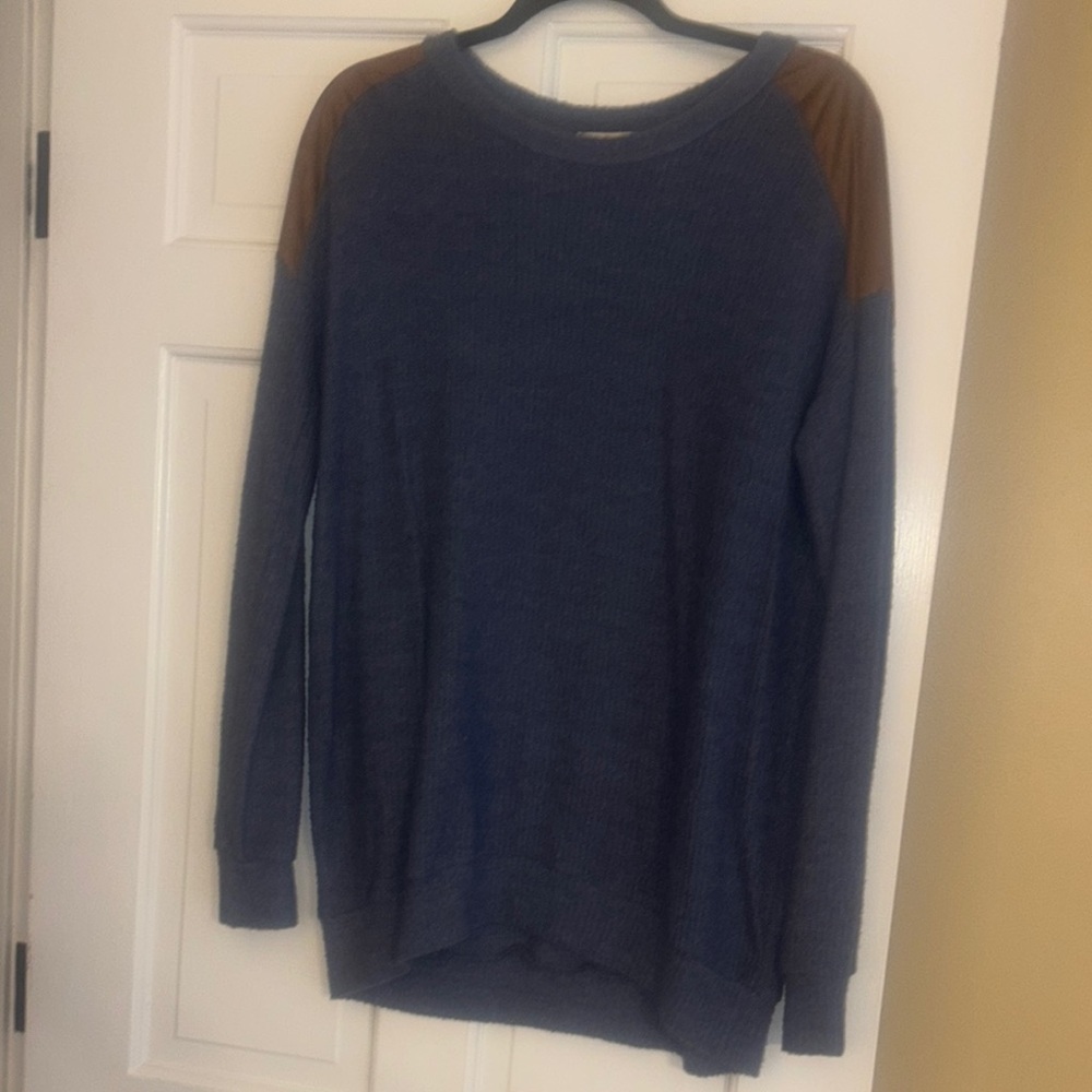 Cherish Blue and Brown Crew Neck Sweater